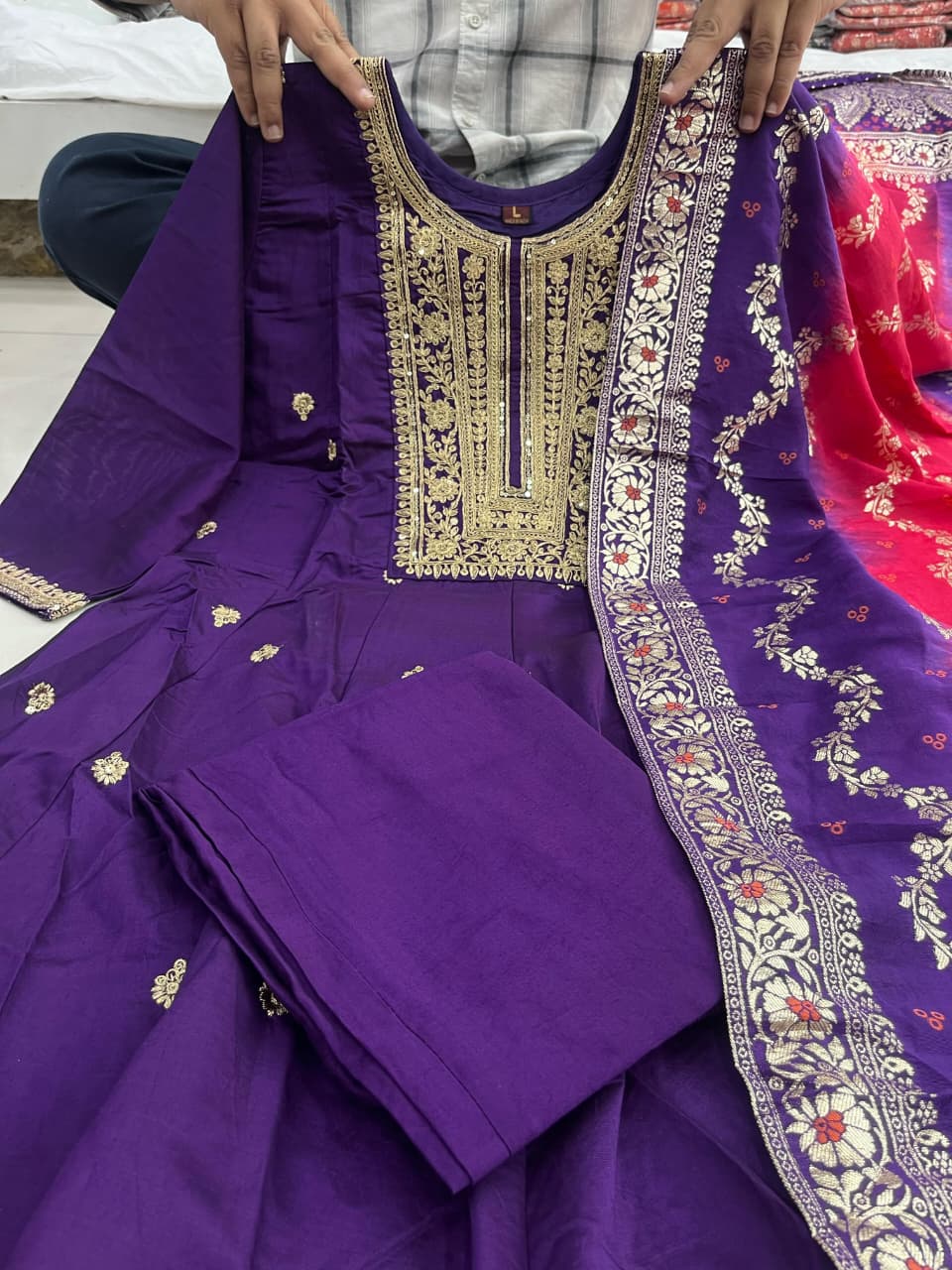 Anarkali Flared Kurti Pant Dupatta Set🌼💮🍀