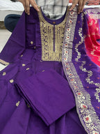 Anarkali Flared Kurti Pant Dupatta Set🌼💮🍀
