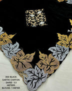 New Fancy Sartin Chiffon Emboridary Saree