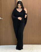 Fox Georgette Wedding Saree With Beautiful Khatli