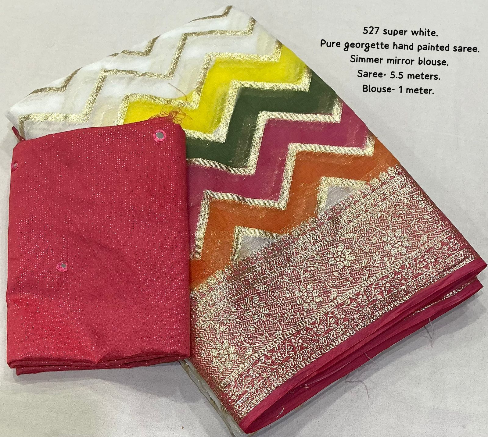 New Premium Hand Painted Pure Georgette Saree