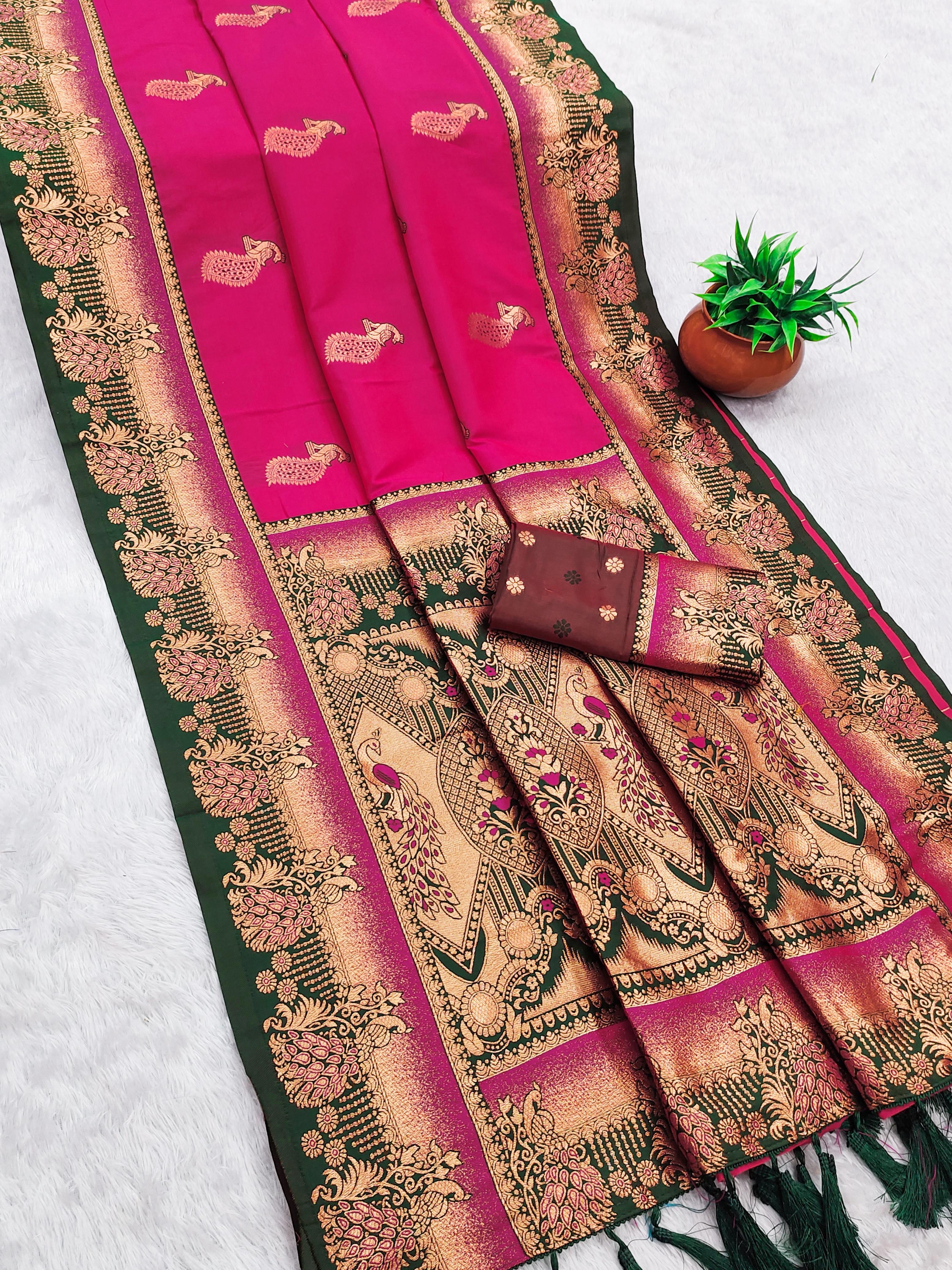 Soft Paithani silk Elegant zari weaving Saree