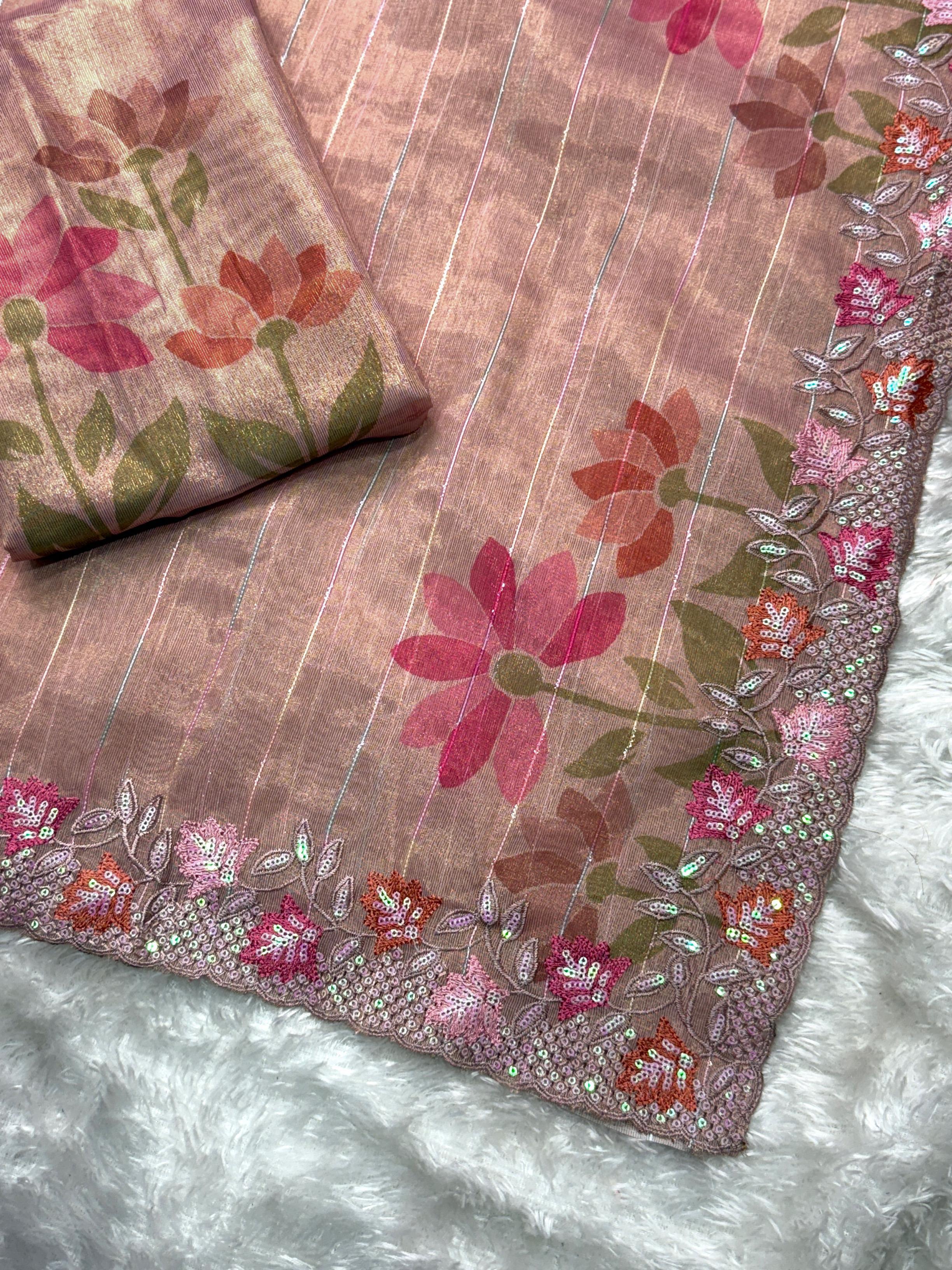 GLASS TISSUE ORGANZA SAREE