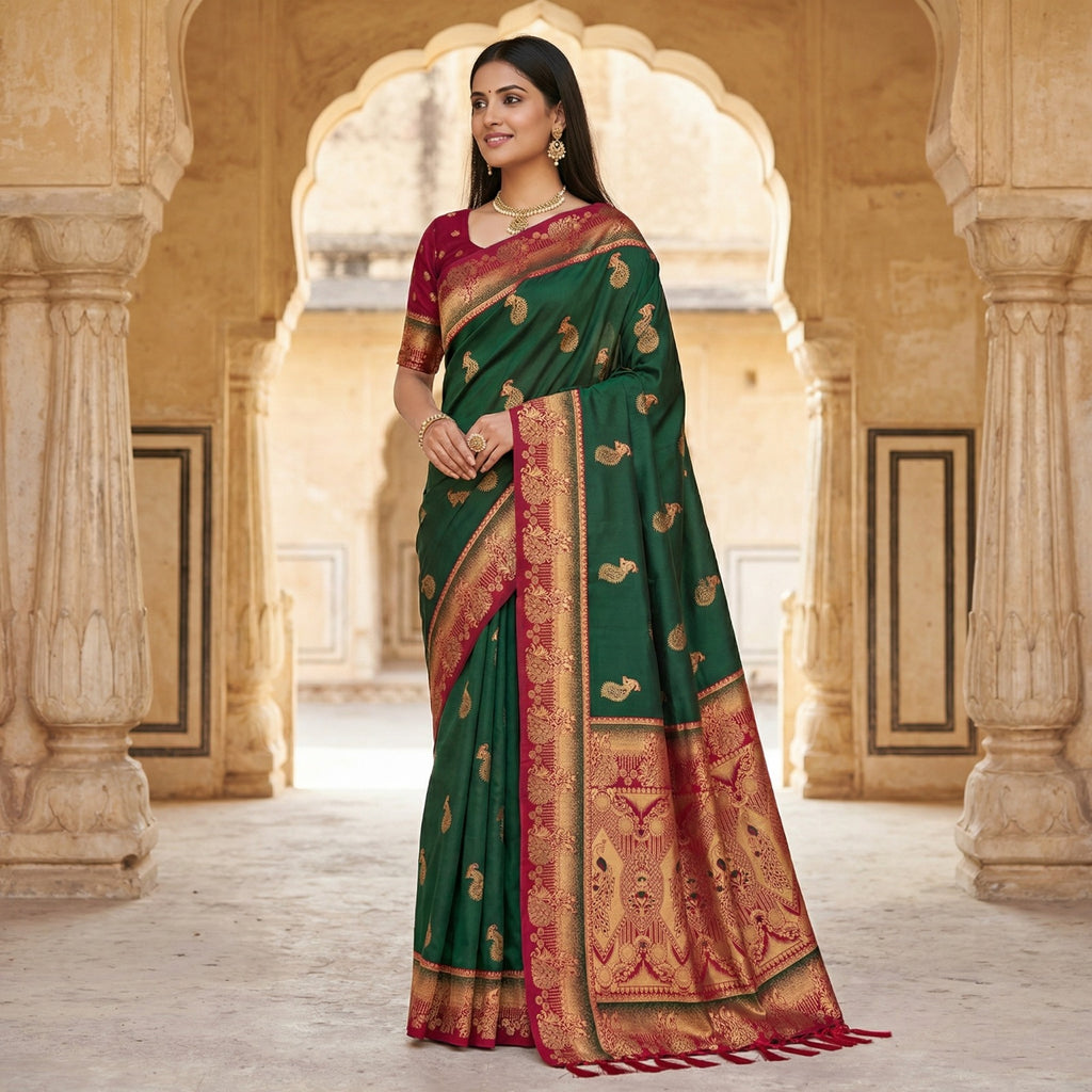 Soft Paithani silk Elegant zari weaving Saree
