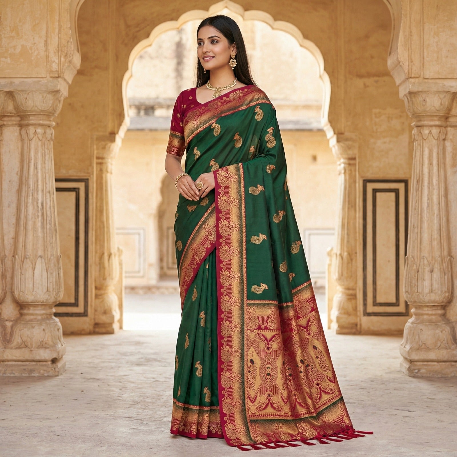 Soft Paithani silk Elegant zari weaving Saree