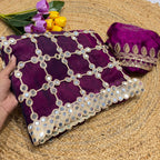 Wedding Fendy Silk Fabric with Real Mirror work Saree