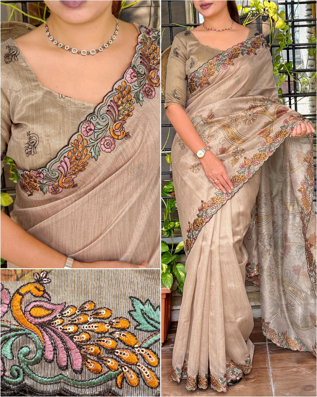 Kalamkari theme Digital print in saree