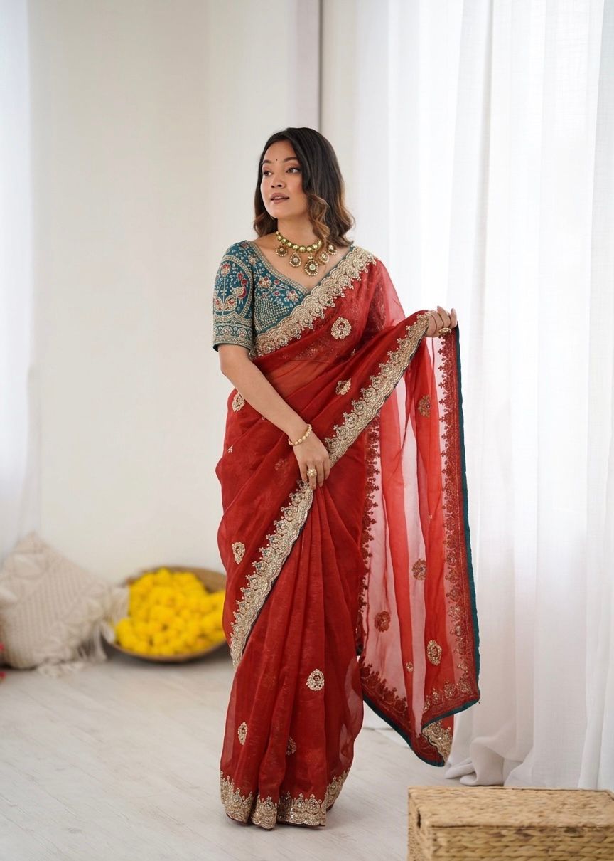 Soft Space Silk Perfect Red Wedding Saree