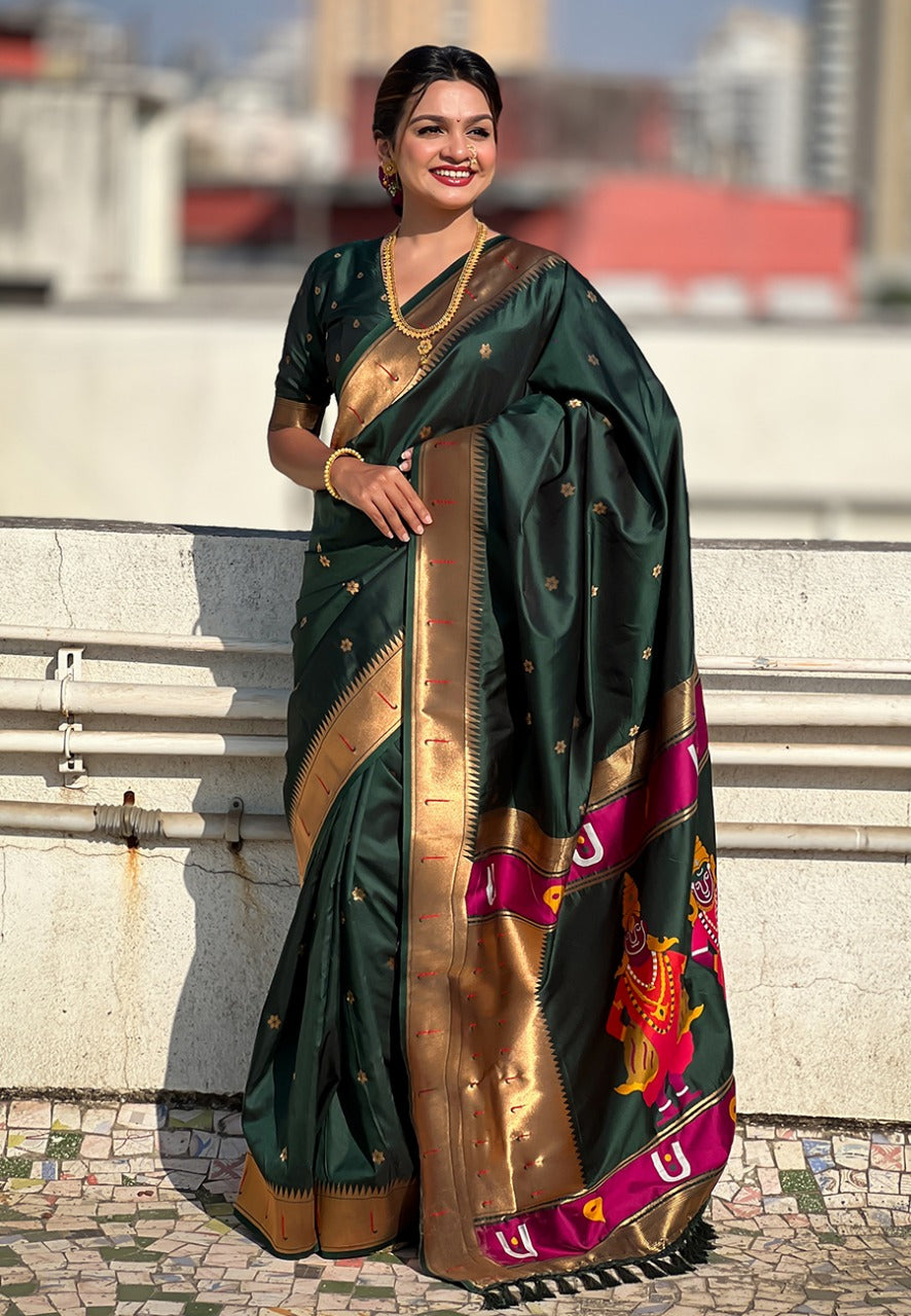 FLORAL MOTIFS PAITHANI SAREE