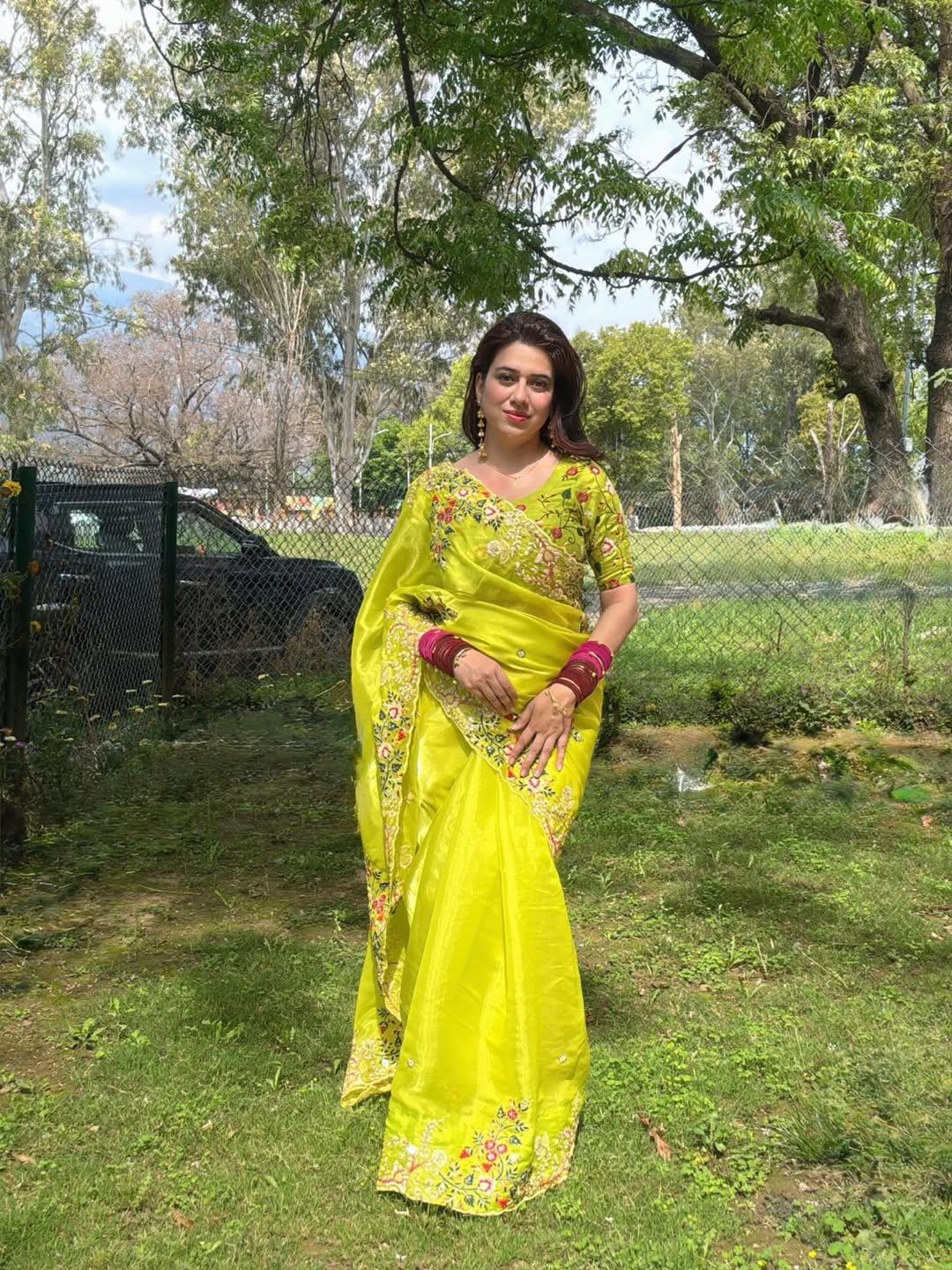 Party Wear Zimmy Chu Lemon Saree