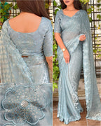 Fendy Satin Checks Saree
