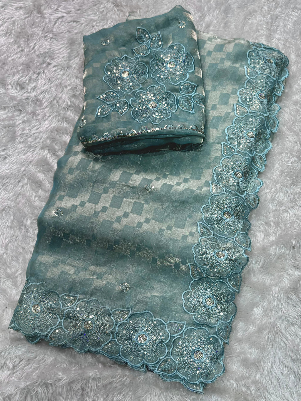 Fendy Satin Checks Saree