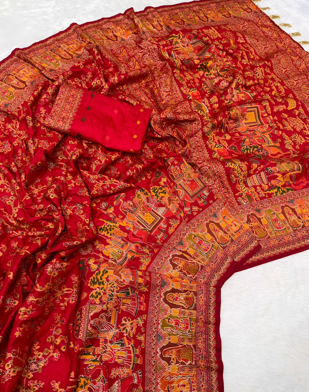 Pure n Soft Rajwadi Pashmina Silk Weaving Saree