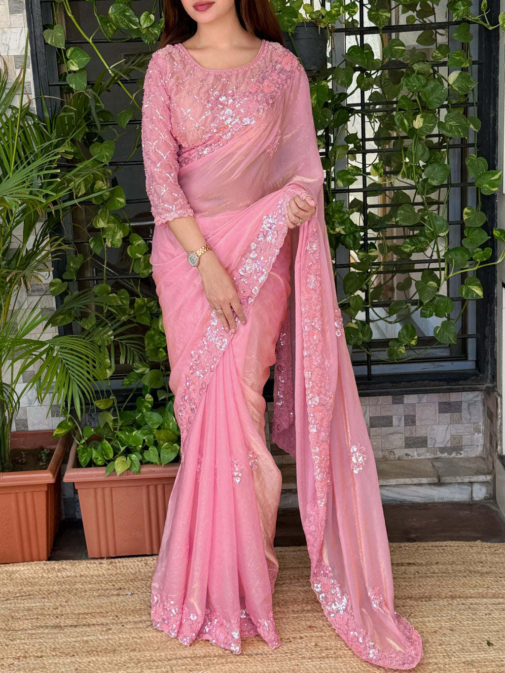 Barbie Doll Fandy Pink Saree