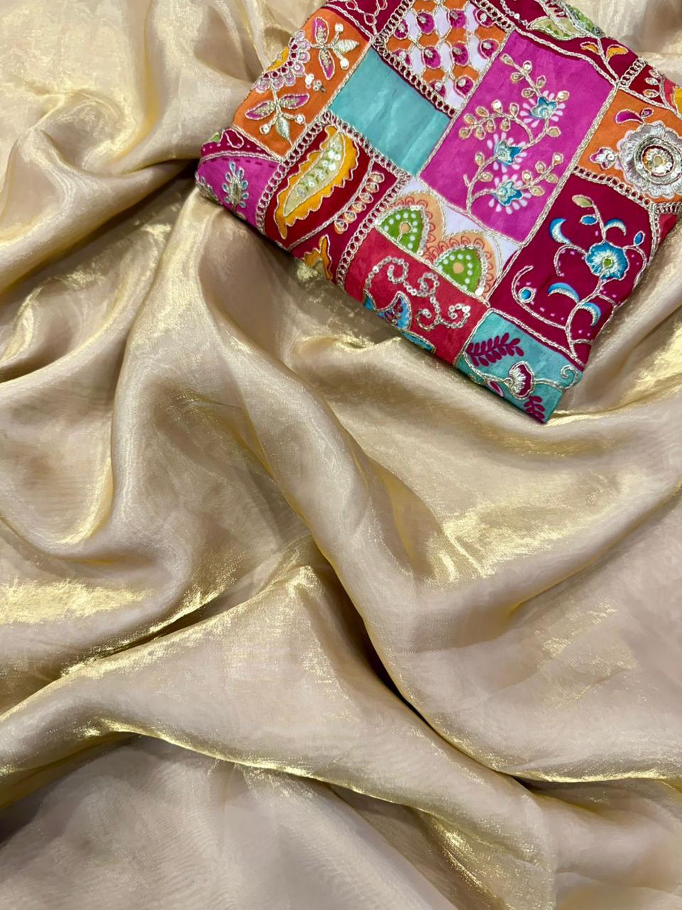 Space Fendy Sattin Saree