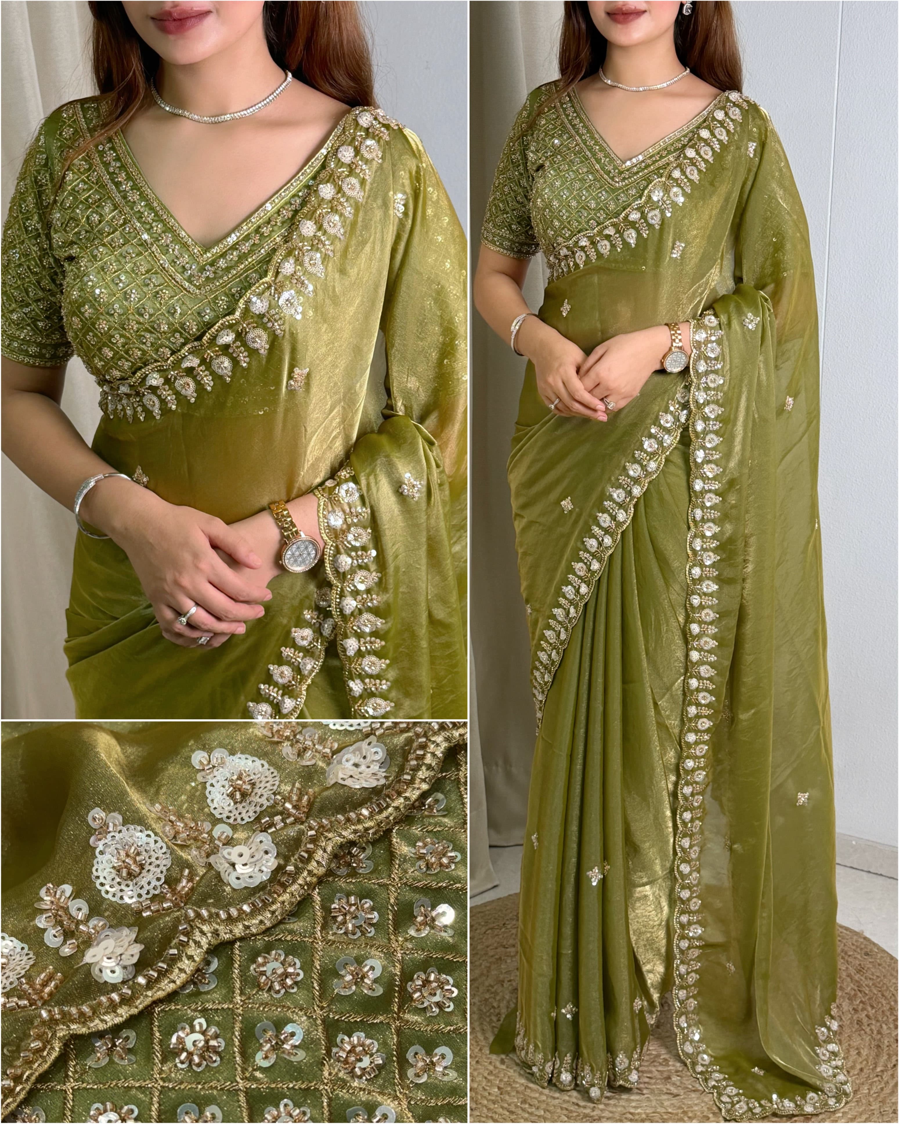 The ethereal Fandy satin fabric Saree