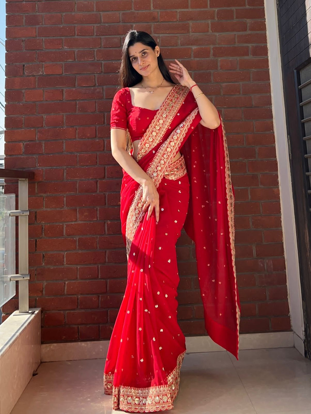 Pure Georgette Sequence Saree