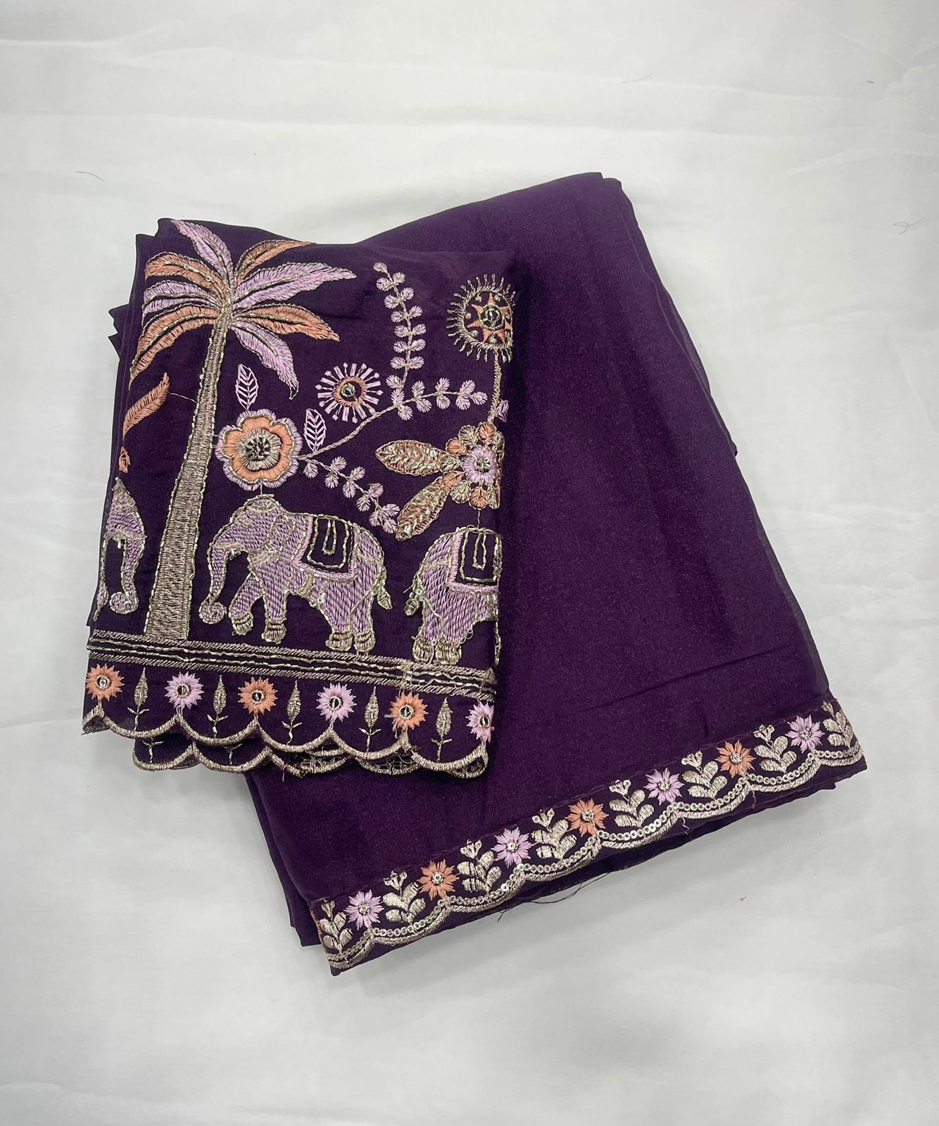 Star Georgette Multi Emrodairy Sequence Saree
