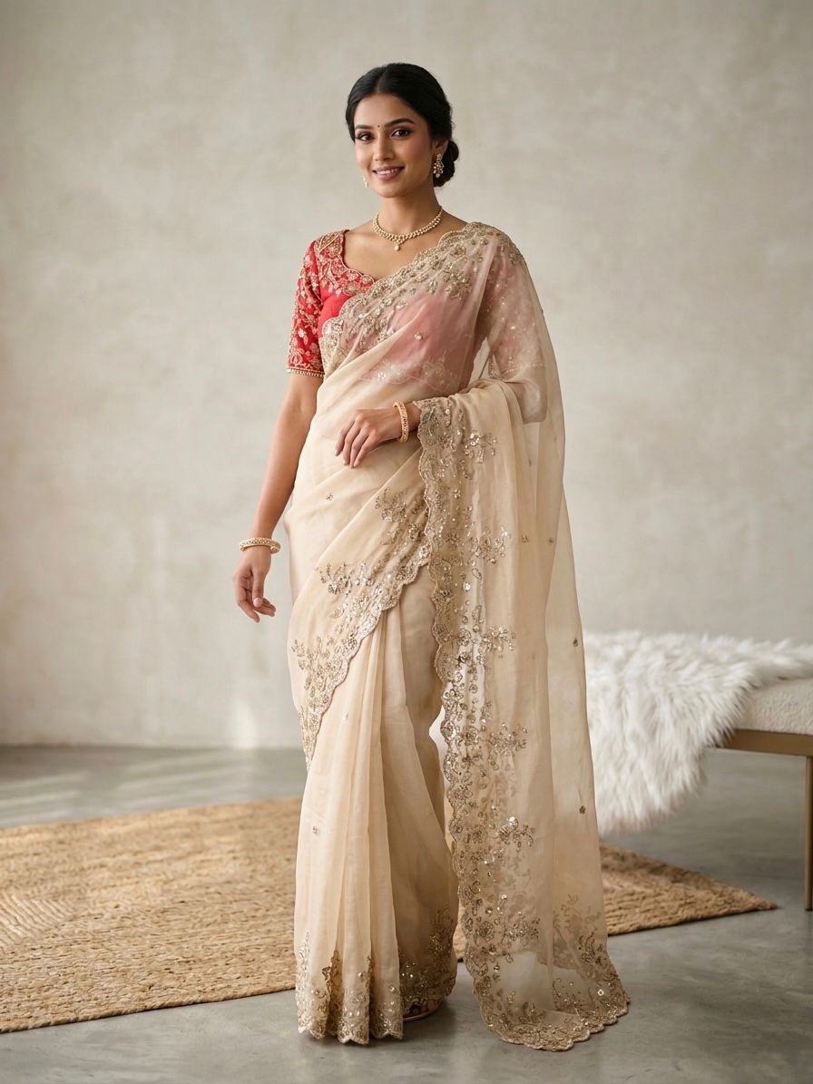 Rashmika Soft Rangoli two Tone Saree