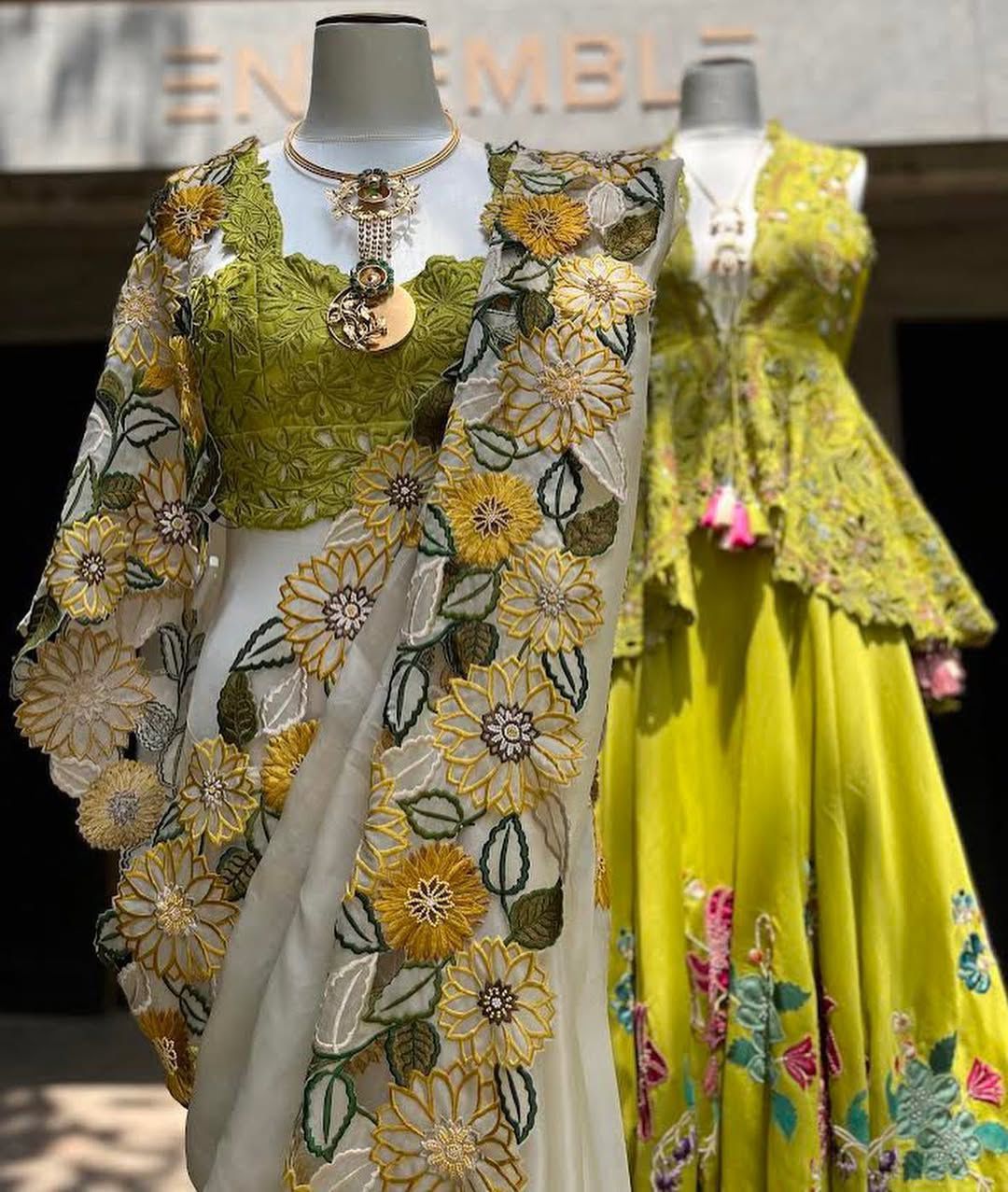 Khadi Organza Design Embroidery Saree