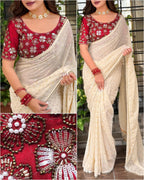Cruchy Georgette Wedding Saree