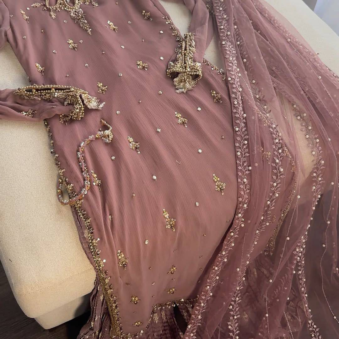 Fux Georgette Top Pallazo & Dupatta