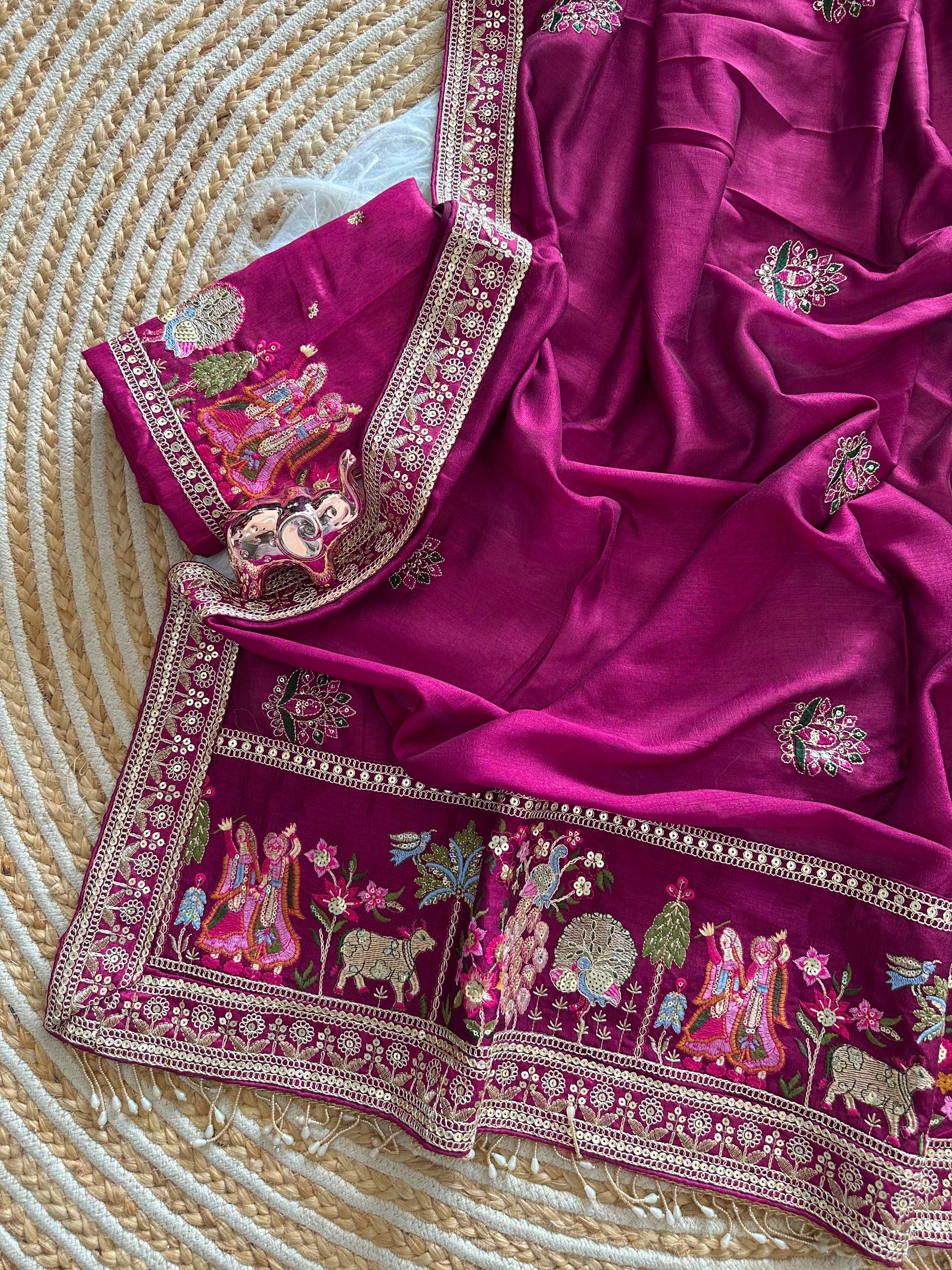 Very Soft nd Elegant Rich look vichitra silk saree