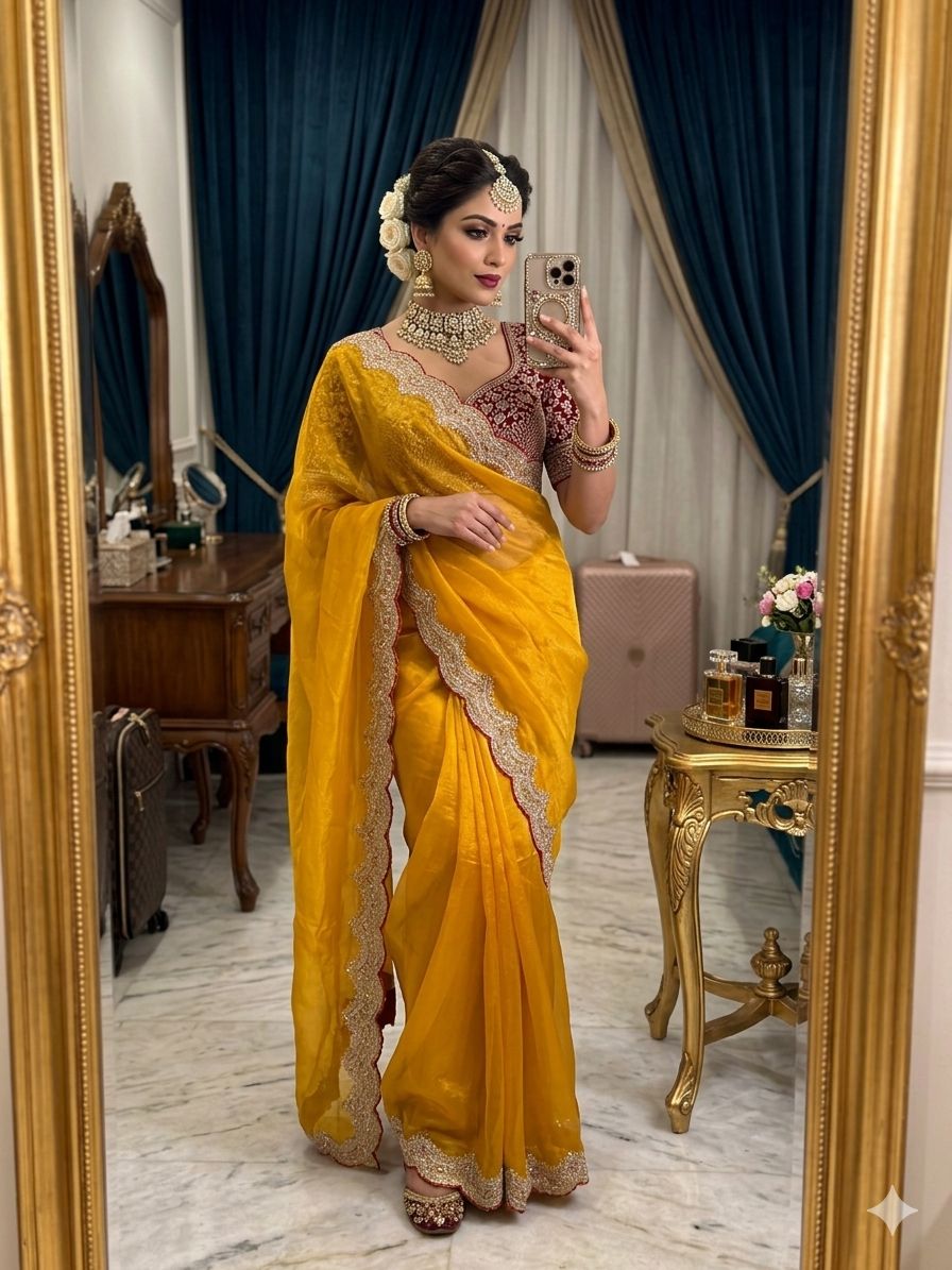 Premium space Silk Sabyasachi Inspired Saree