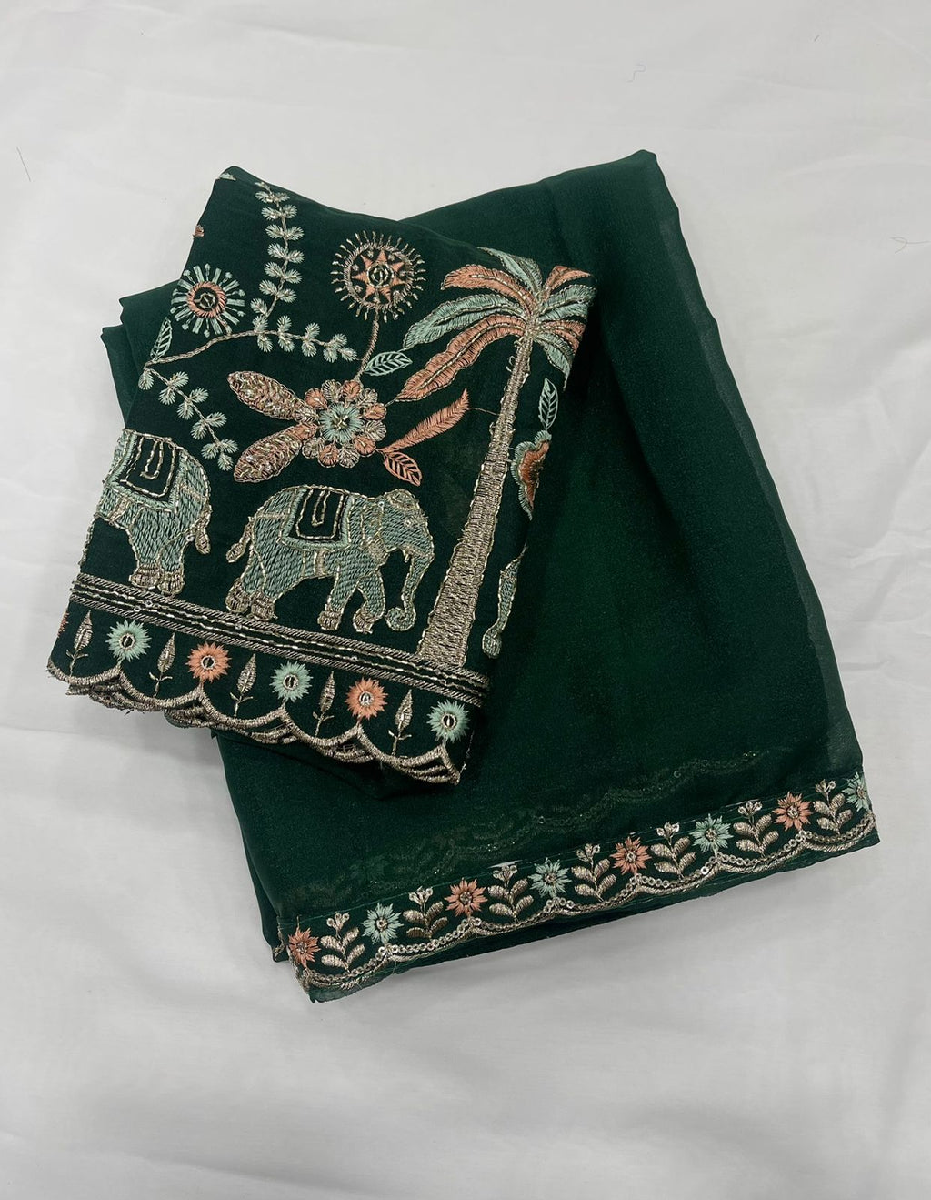 Star Georgette Multi Emrodairy Sequence Saree