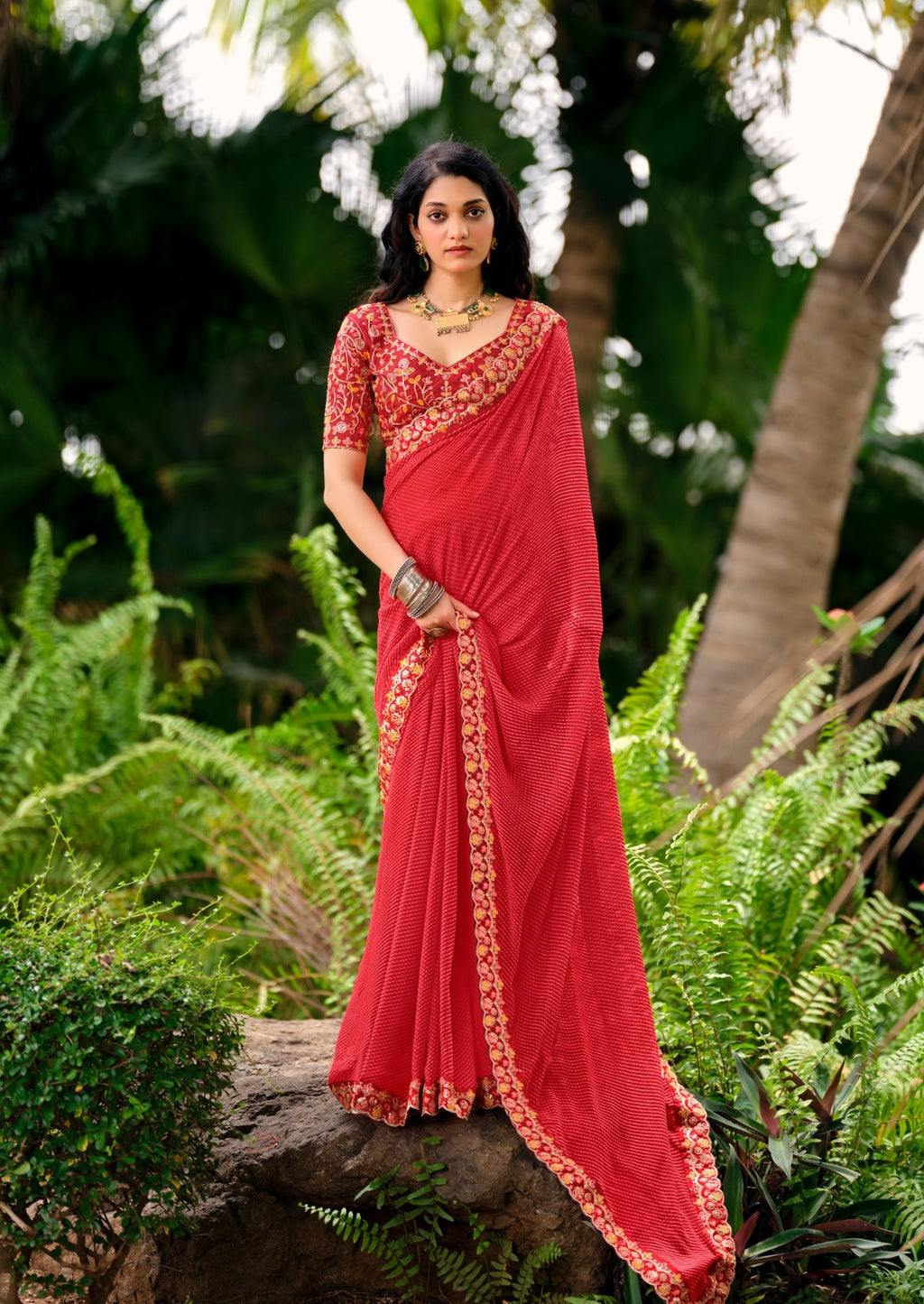Rajasthani Georgette Laheriya Print Saree