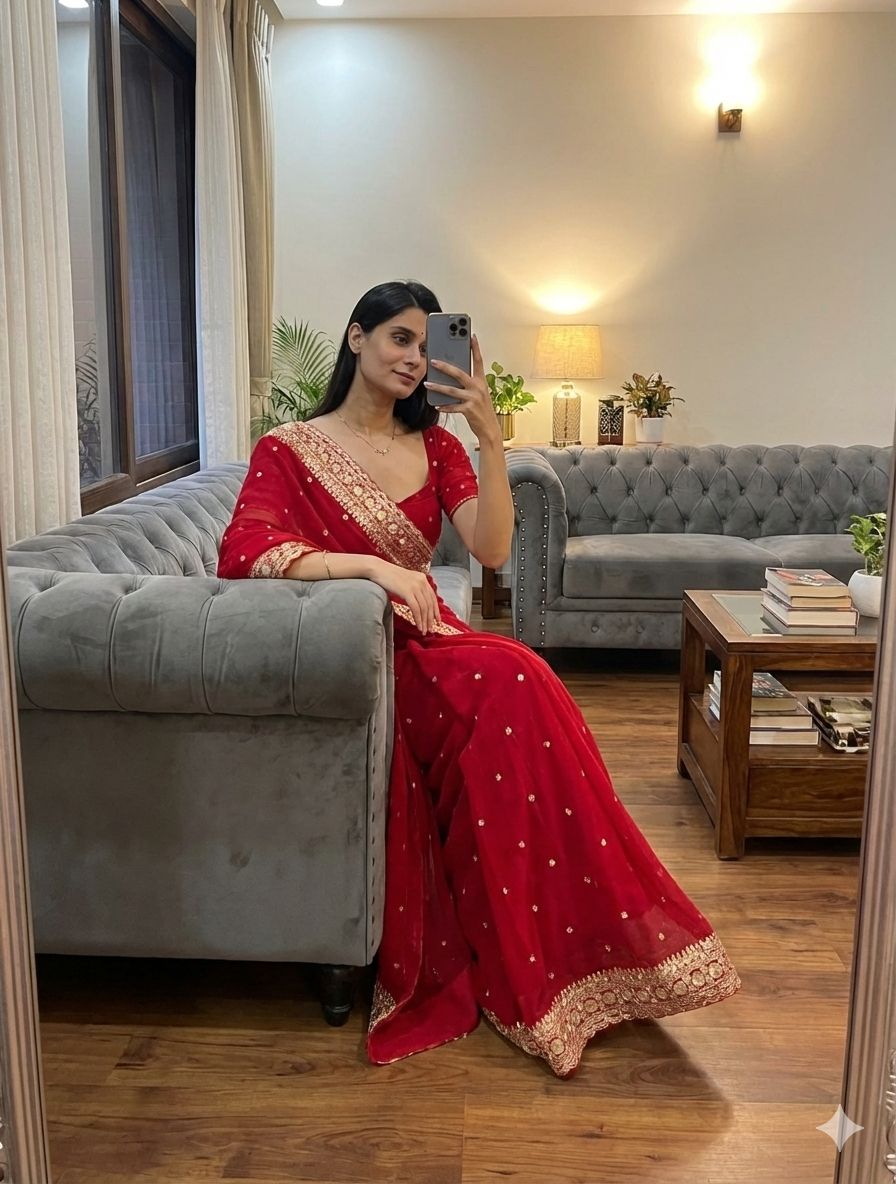 Pure Georgette Sequence Saree