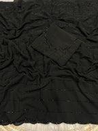 Fox Georgette Wedding Saree With Beautiful Khatli