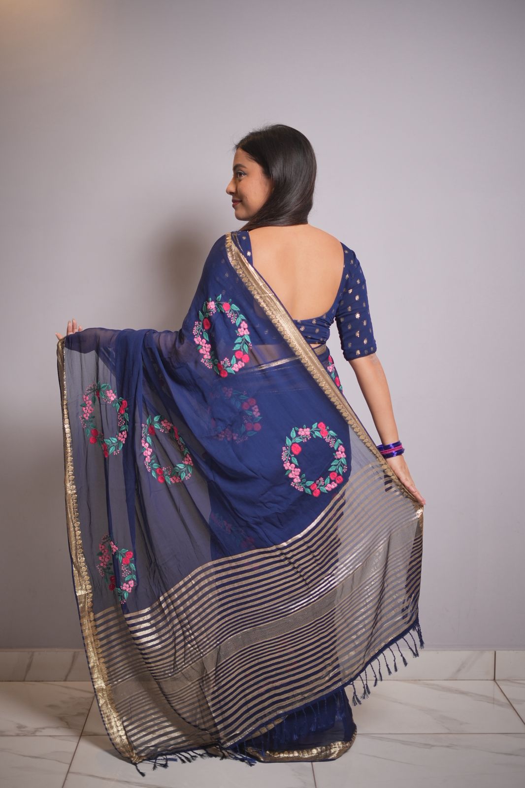 Pure Georgette Embroidery Saree