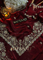 Grand party wear saree in original gold beeds work