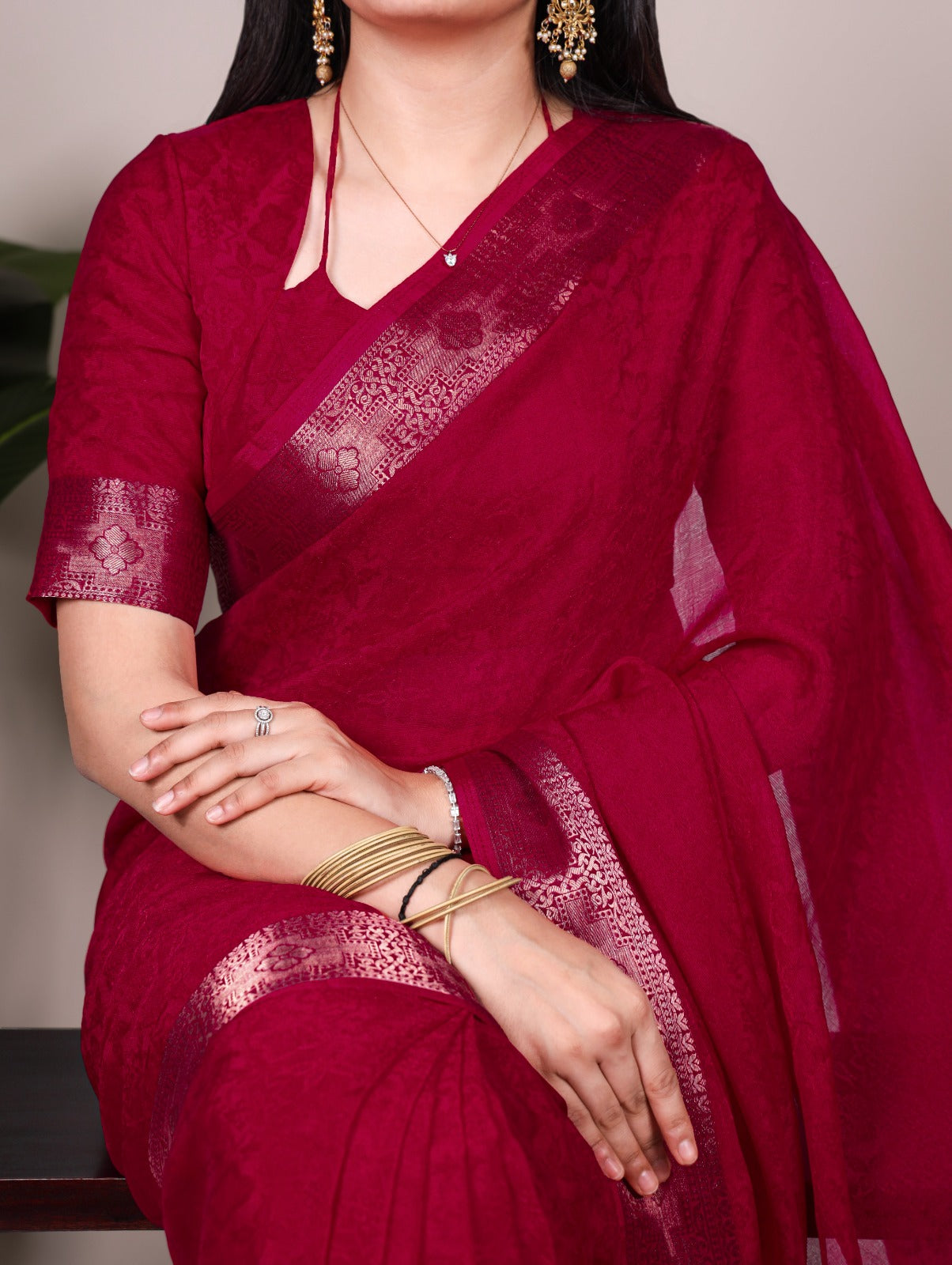 Poly Shimmer Saree With Multi Color