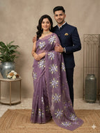 Pure bari chiffon silk saree