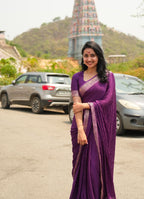 Viscose Chinon Weaving Pattern Saree