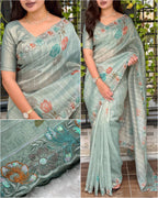 Glass Tissue Organza Saree