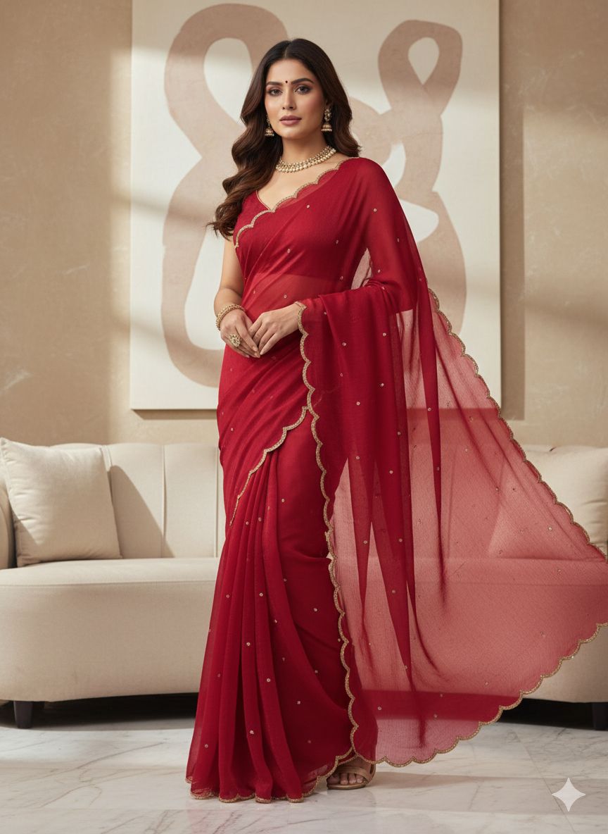 Space Chiffon Silk Saree