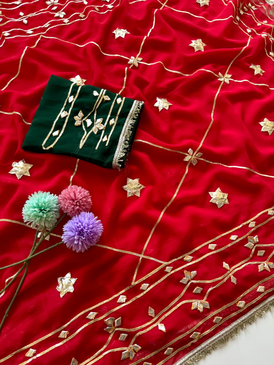 Original Hand Kachhi Gotta Work Heavy Wedding Sarees