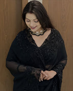Beautiful Jet Black Georgette Saree