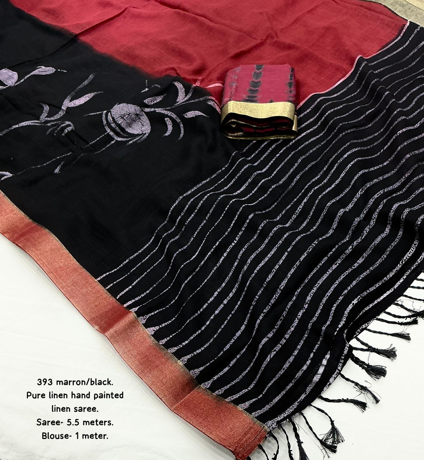 New Beautiful Handcrafted Pure Linen Saree