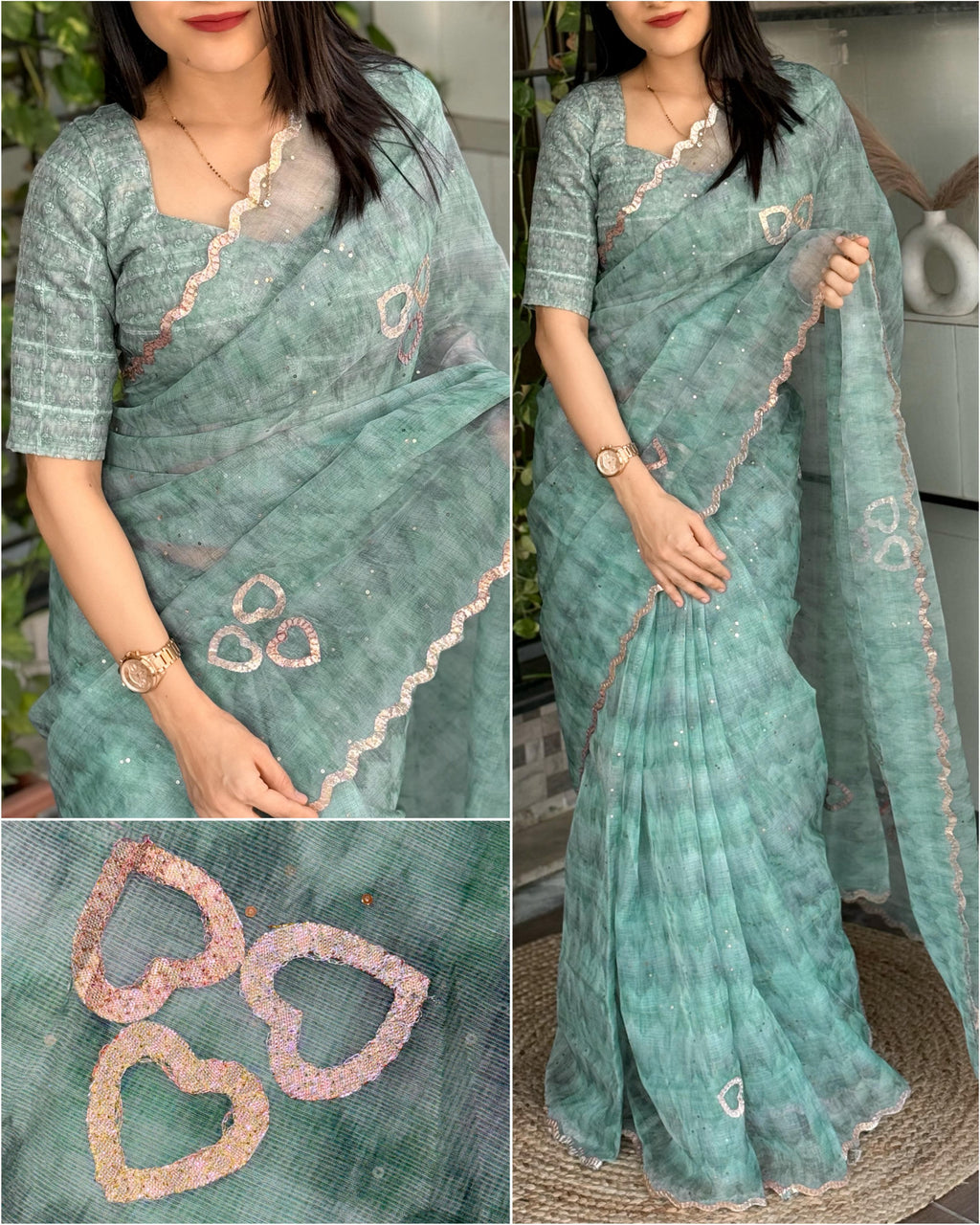 Heart beat Leno Cotton Saree