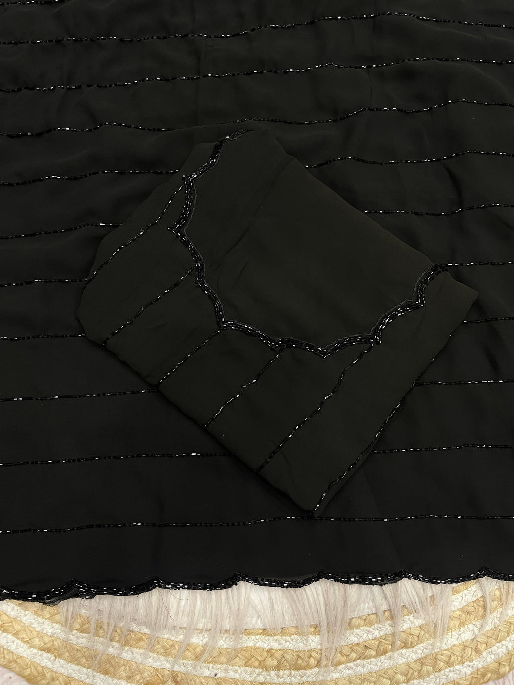 Fox Georgette Wedding Saree With Beautiful Khatli