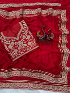 Soft Rangoli Silk Red Saree