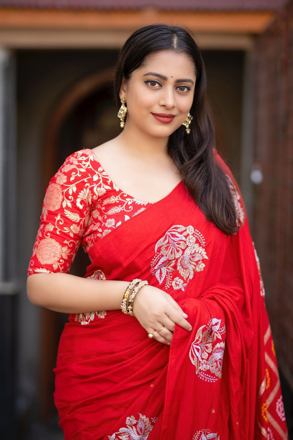 New pure chanderi gharchola emboridary saree