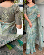 LINEN COPPER JARI SAREE