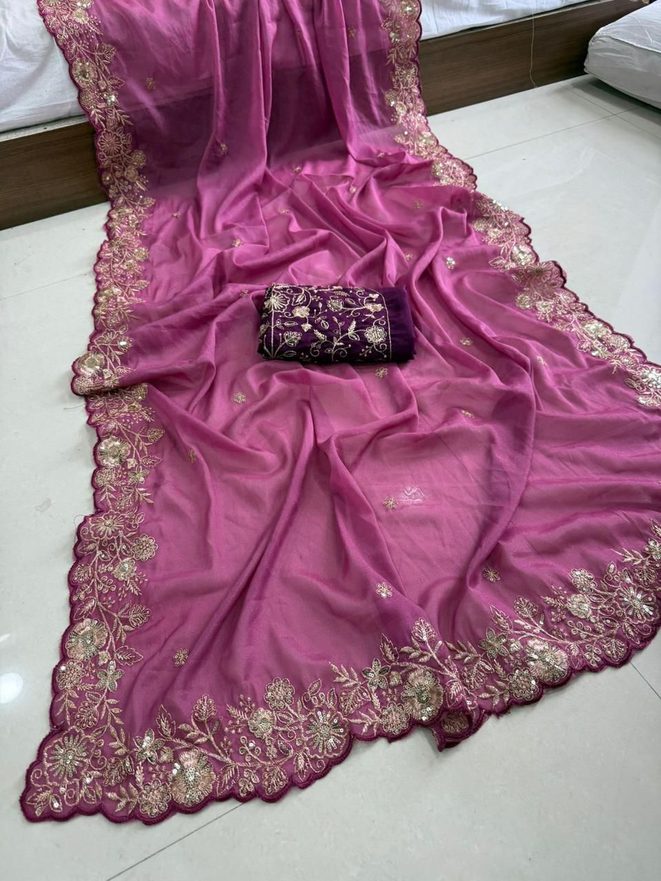 Star Georgette Sequence Work Saree