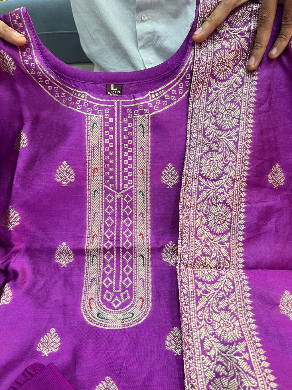 Sanvi - Purple Blended Paithani Silk Suit-Salwar