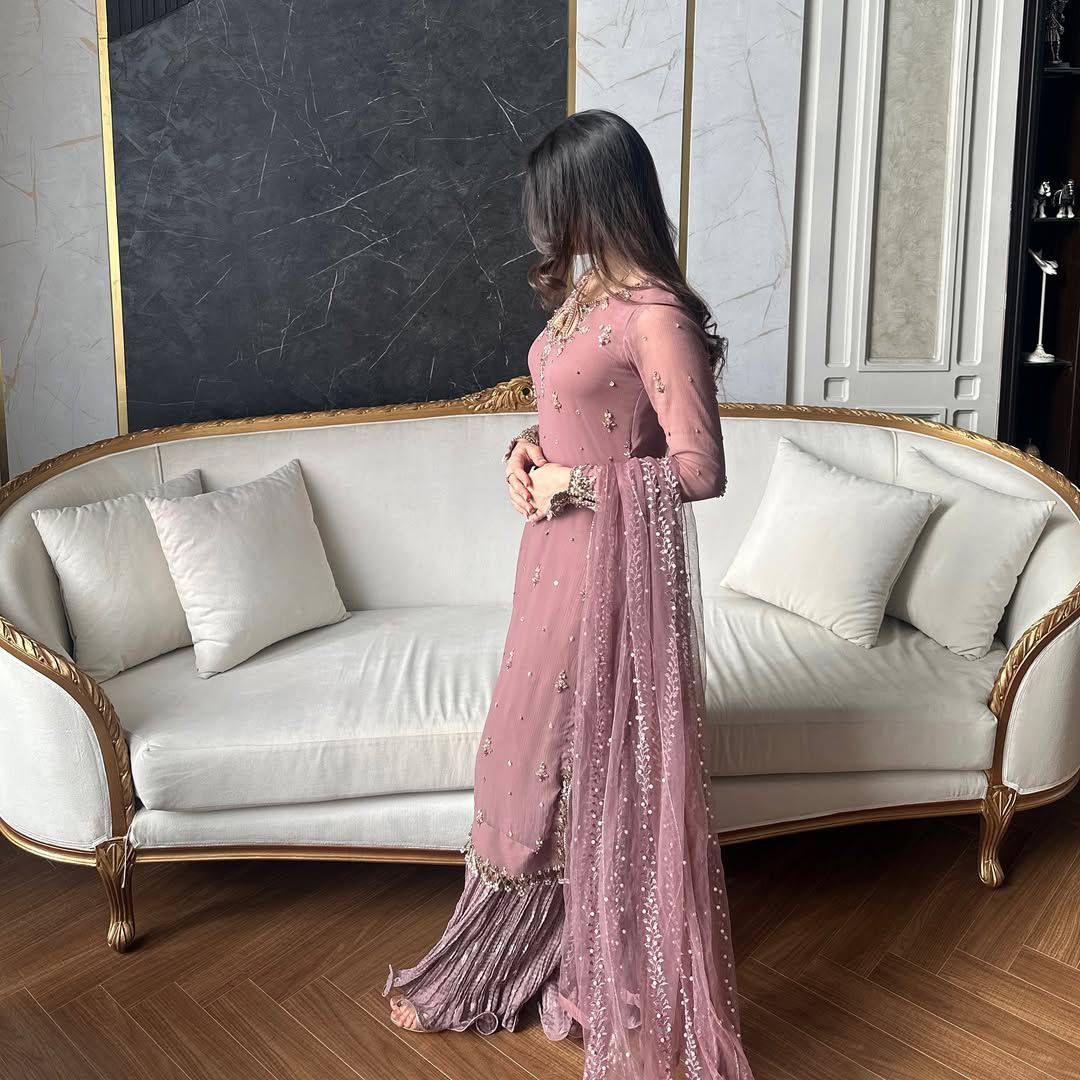 Fux Georgette Top Pallazo & Dupatta